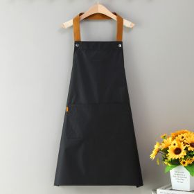 Nail salon apron wholesale printing household kitchen cooking women fashion work clothes men catering work canvas (colour: [PVC sling] waterproof black)