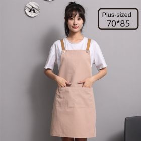 Nail salon apron wholesale printing household kitchen cooking women fashion work clothes men catering work canvas (colour: [Strap canvas breathable model] Light coffee color enlarged)