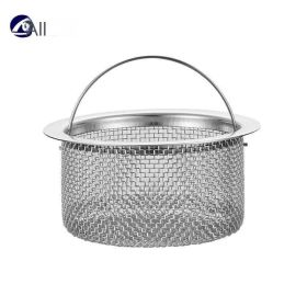 Kitchen sink filter screen 304 stainless steel vegetable basin garbage hopper household dishwashing sewage cage residue (Specifications: Type A three sets of deepening and thickening)