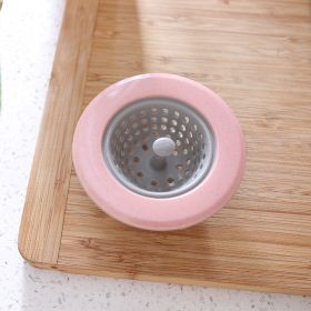 Wheat straw dishwasher filter screen hair sink floor drain cover anti clogging kitchen sink sewer filter (Specifications: Pink)