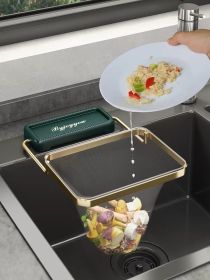 Iron sink filter frame kitchen sink disposable filter screen food residue bowl anti blocking filter frame (Specifications: Dark green+50 filter screens)