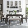 6-Piece Kitchen Simple Wooden Dining Table and Chair with Bench, Fabric Cushion