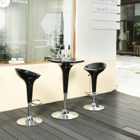 Set of 2 Swivel Adjustable Height Bar Stools (Color: Black)