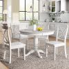 5 Pieces Dining Table and Chairs Set for 4 Persons; Kitchen Room Solid Wood Table with 4 Chairs