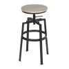 Backless Adjustable Height Bar Stools with Metal Legs;  Oak seat;  Set of 2