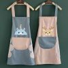 68*72cm Waterproof Wipeable Printed PVC Sleeveless Aprons Oil-Proof Kitchen Women Pinafore Home Cooking Baking Waist Bib