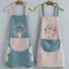 68*72cm Waterproof Wipeable Printed PVC Sleeveless Aprons Oil-Proof Kitchen Women Pinafore Home Cooking Baking Waist Bib