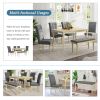 6 Piece Dining Table set with Bench; Wooden Kitchen Table Set w/ 4 Padded Dining Chairs