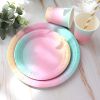 Party Tableware Disposable Birthday Paper Tray Dessert Table Cake Paper Tray Stamping Rainbow Plate Decoration Dinner Plate