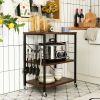 Kitchen Helper Oven Storage Cart 3-Tier Kitchen Baker's Rack With Hooks