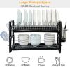 2 Tier Dish Drying Rack Drainboard Set Anti-Rust Dish Drainer Shelf Tableware Holder Cup Holder For Kitchen Counter Storage