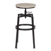 Backless Adjustable Height Bar Stools with Metal Legs;  Oak seat;  Set of 2