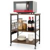 Kitchen Helper Oven Storage Cart 3-Tier Kitchen Baker's Rack With Hooks