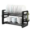 2 Tier Dish Drying Rack Drainboard Set Anti-Rust Dish Drainer Shelf Tableware Holder Cup Holder For Kitchen Counter Storage