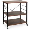 Kitchen Helper Oven Storage Cart 3-Tier Kitchen Baker's Rack With Hooks