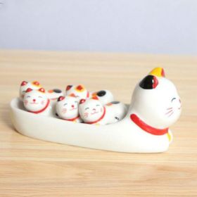 Zhaocaimao Creative Ceramic Japanese Chopstick Frame Home Furnishing (Option: Zhaocai Cat Chopstick Holder S)